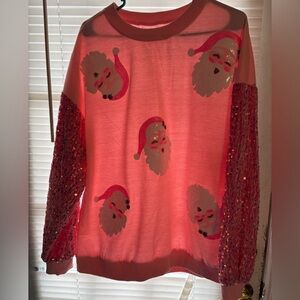 Santa Design Sequin Sleeve Sweater